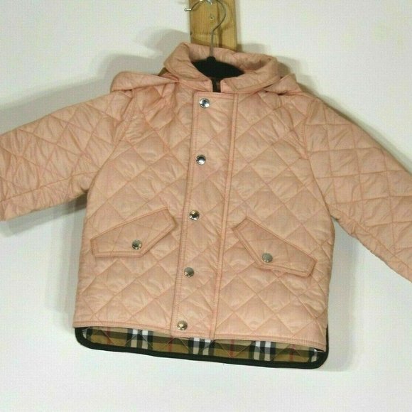 Burberry Baby Girls Pink Quilted Jacket - Picture 1 of 6